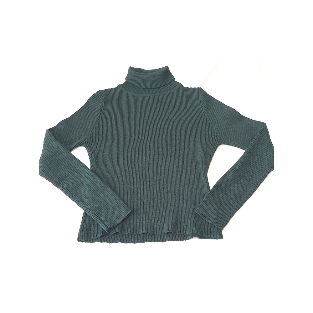 Jon & Anna Dark Green Contemporary Ribbed Turtleneck Sweater XL Long Sleeve